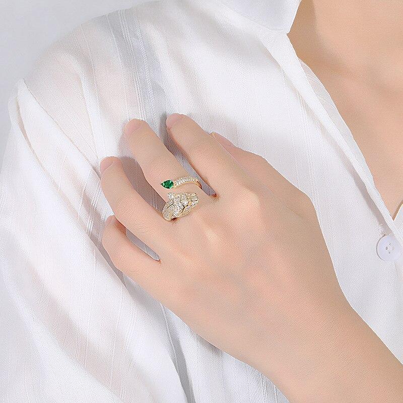 Adjustable Leopard Ring with Zirconia Finish