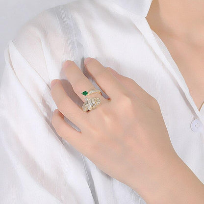 Adjustable Leopard Ring with Zirconia Finish