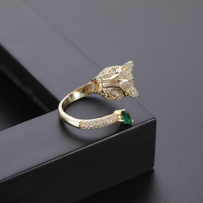 Adjustable Leopard Ring with Zirconia Finish
