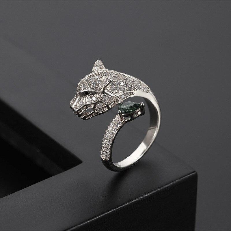 Adjustable Leopard Ring with Zirconia Finish