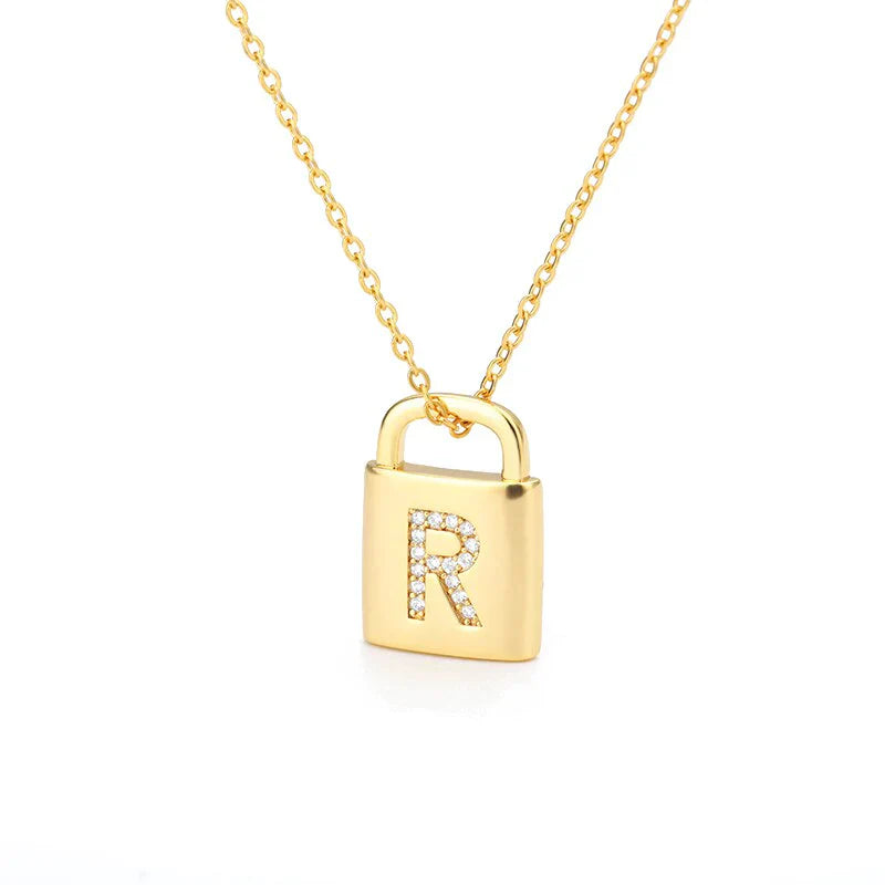 Golden Initial Lock Necklace