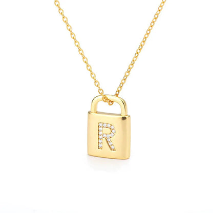 Golden Initial Lock Necklace