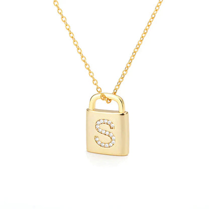 Golden Initial Lock Necklace