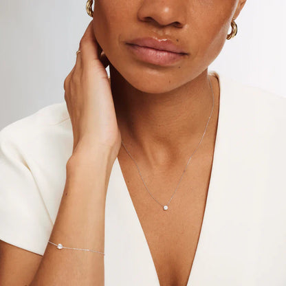 Clea Stone Necklace | White Gold