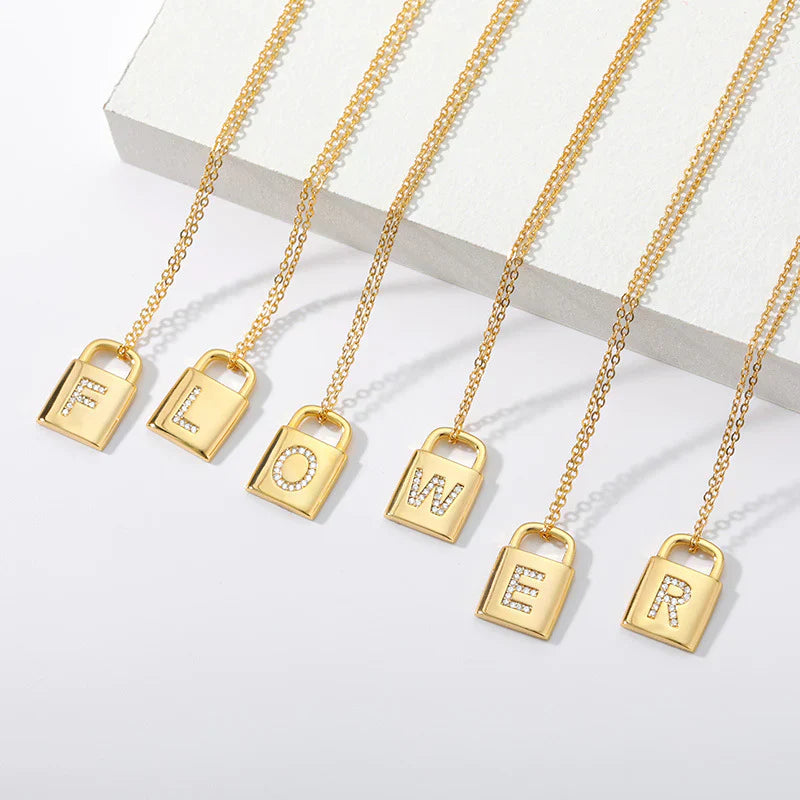 Golden Initial Lock Necklace