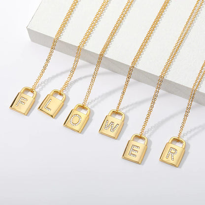 Golden Initial Lock Necklace